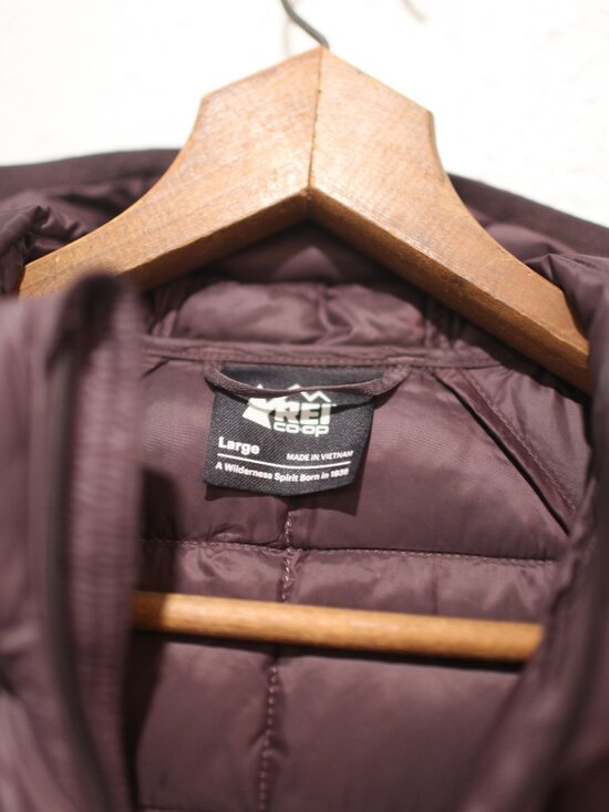 REI Co-op mauve purple Down Parka long puff coat hooded puffer womens L - Picture 4 of 11